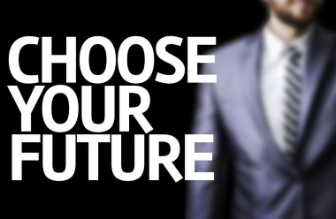 Geleceğin bir gemide bir iş adamı ile yazılı seçin