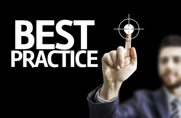 Uomo d'affari con testo: Best Practice — Foto Stock