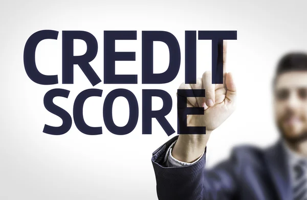 Hombre de negocios señalando el texto: Credit Score — Foto de Stock