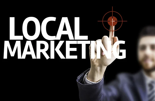 Hombre de negocios señalando el texto: Local Marketing — Foto de Stock