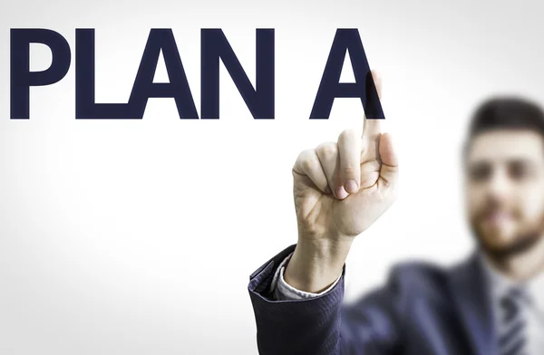 Business man pointing the text: Plan A — Stock Photo, Image