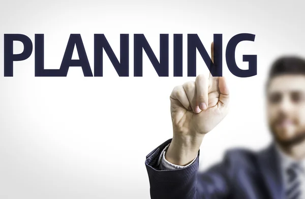 Business man pointing the text: Planning — Stock Photo, Image