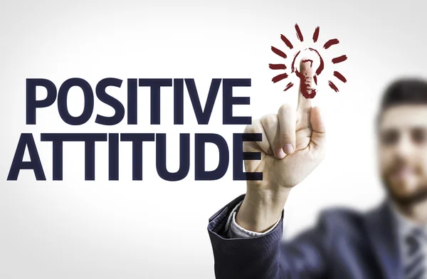 Geschäftsmann zeigt den Text: positive Einstellung — Stockfoto