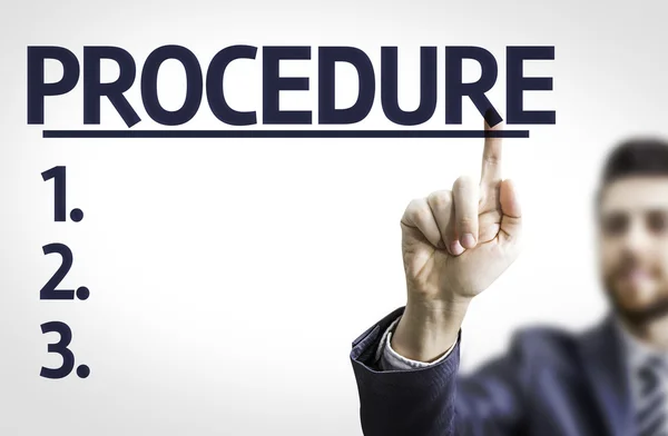 Business man pointing the text: Procedure — Stock Photo, Image