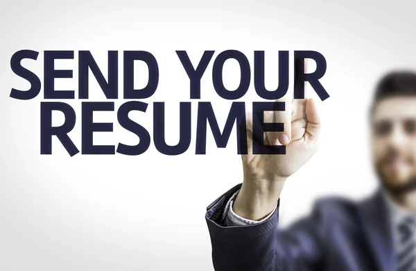 İş adamı işaret metni: Your Resume göndermek — Stok fotoğraf