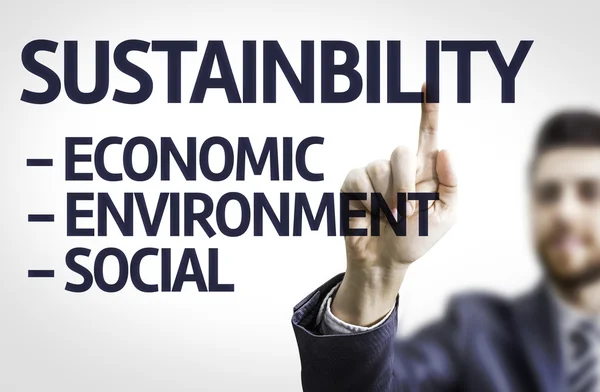 Styrelsen med text: hållbarhet beskrivningar — Stockfoto