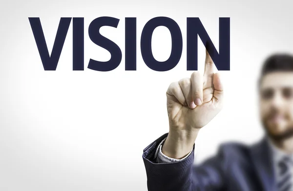 Business man pointing the text: Vision — Stock Photo, Image