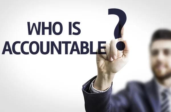 Zakenman wijzen de tekst: whos Accountable? — Stockfoto