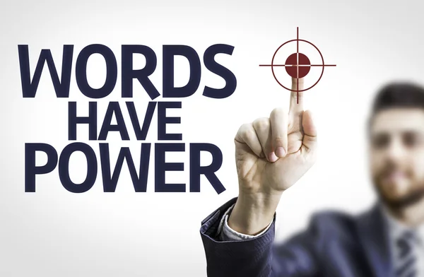 Business man pointing the text: Words Have Power — Stock Photo, Image