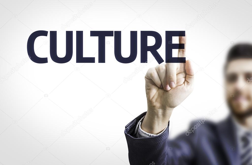Business man pointing the text: Culture