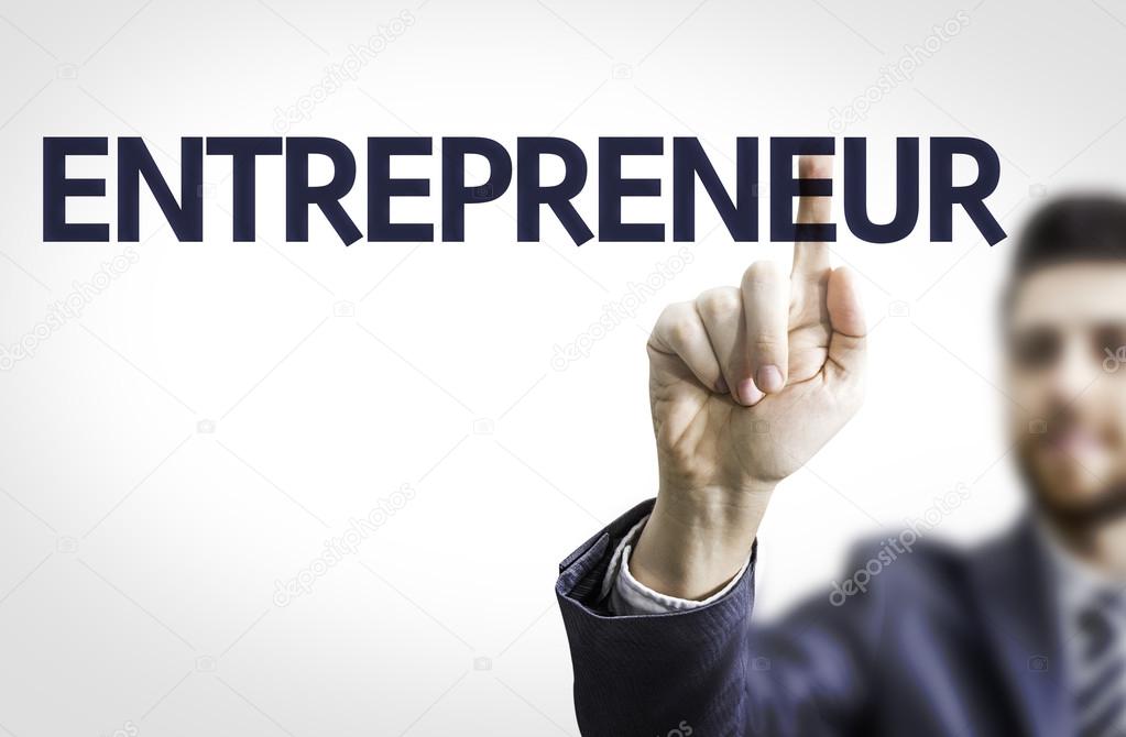 Business man pointing text: Entrepreneur