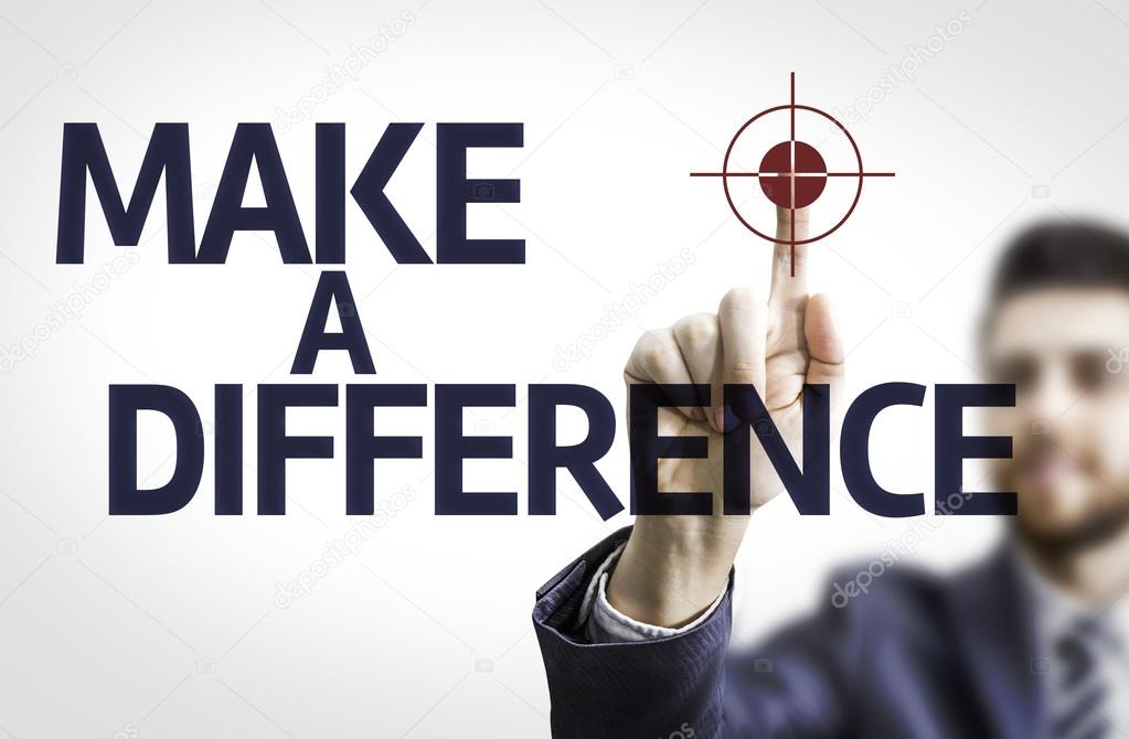 Business man pointing the text: Make a Difference