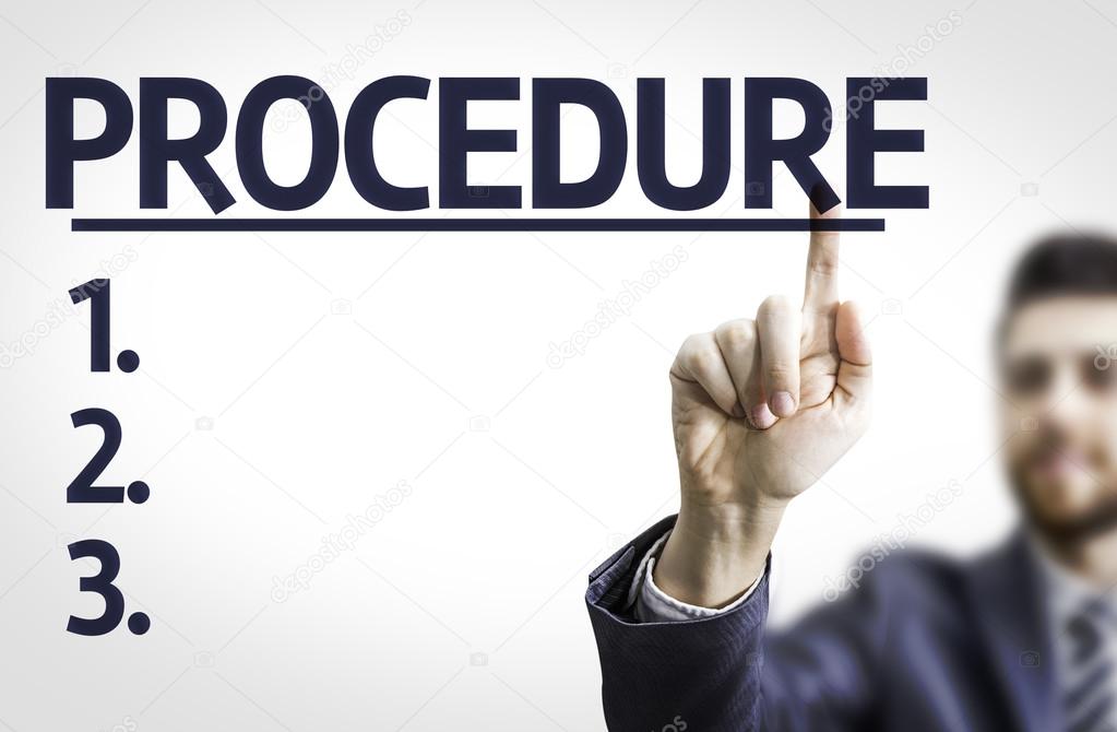 Business man pointing the text: Procedure