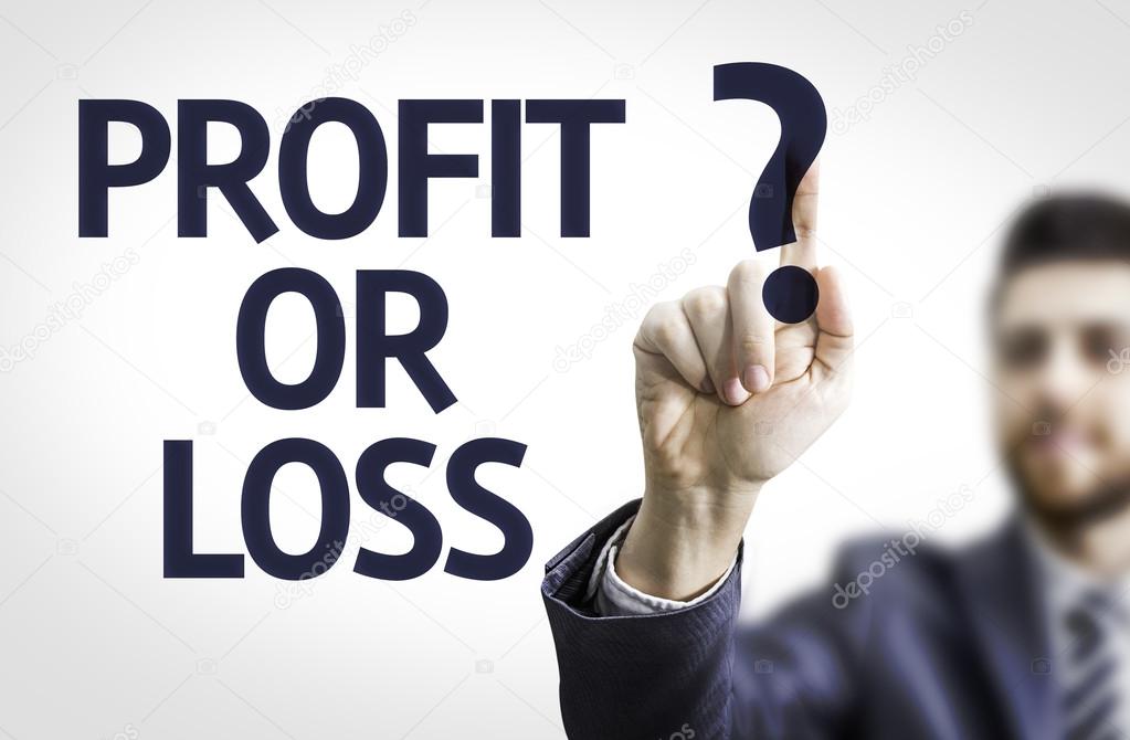 Business man pointing the text: Profit or Loss?