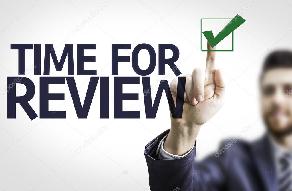 Business man pointing the text: Time For Review