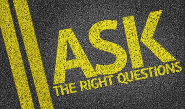 Ask the Right Questions written on road clipart