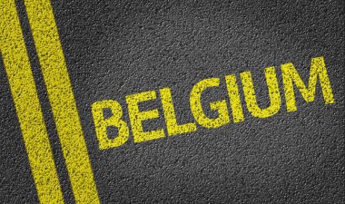 Belgium written on road clipart