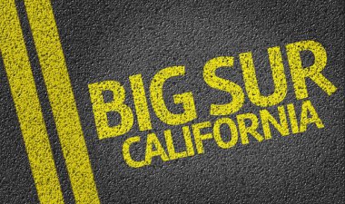 Big Sur California written on road clipart