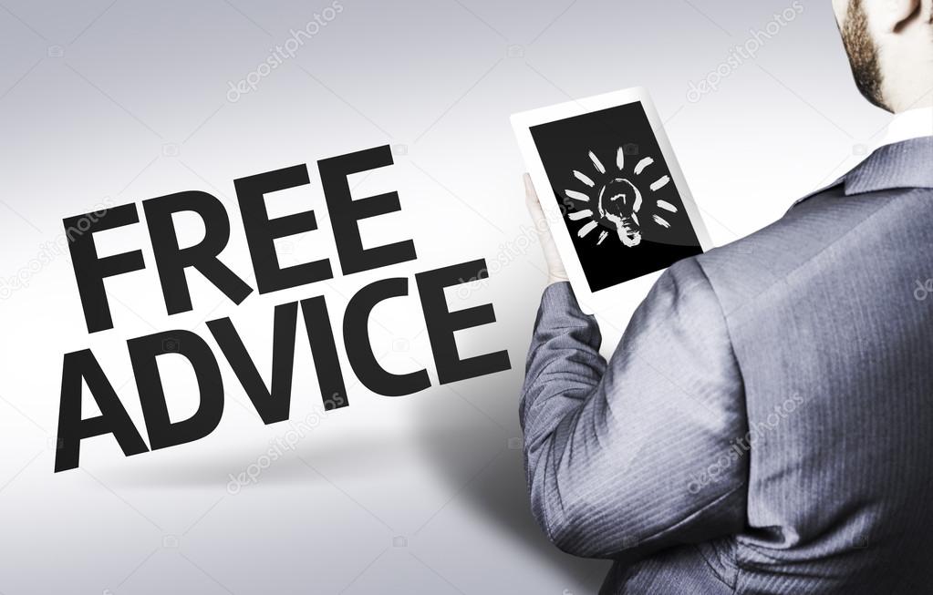 Business man with the text Free Advice in a concept image