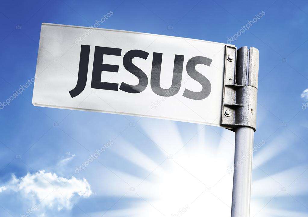 Jesus on the road sign