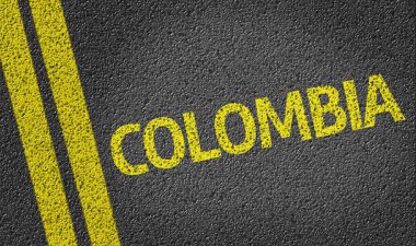 Colombia written on road clipart