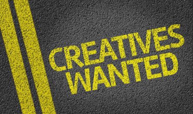 Creatives Wanted written on road clipart