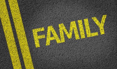 Family  written on the road clipart