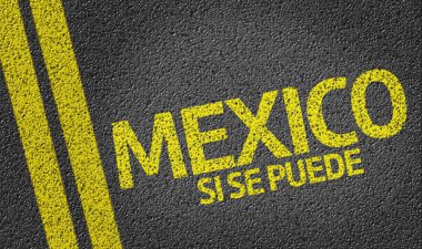 Mexico, Si se puede written on the road, yes we can clipart