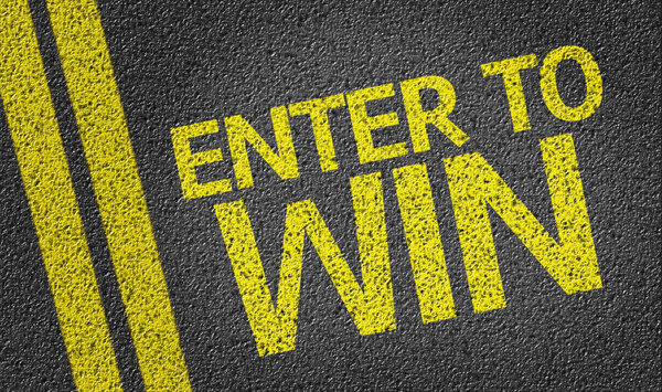 Enter to Win written on the road