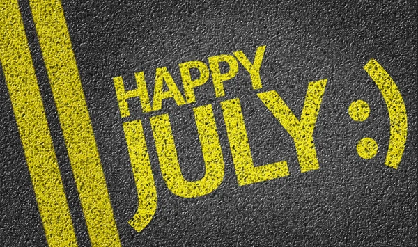 Happy July written on the road — Stock Photo, Image