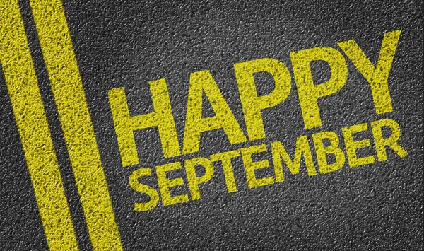 Happy September geschreven op de weg — Stockfoto