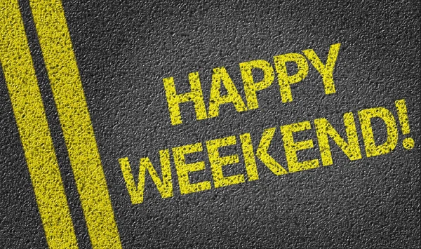 Happy Weekend written on the road — Stock Photo, Image