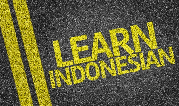 Aprender indonesio escrito en el camino — Foto de Stock