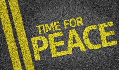 Time for Peace written on the road clipart