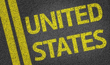 United States written on the road clipart