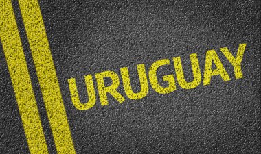 Uruguay written on the road clipart