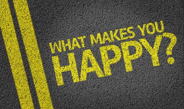 What Makes You Happy? written on the road clipart