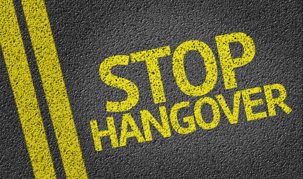 Stop Hangover written on the road