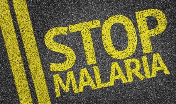 Stop Malaria geschreven op de weg — Stockfoto