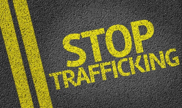 Stop Trafficking written on the road — Stock Photo, Image