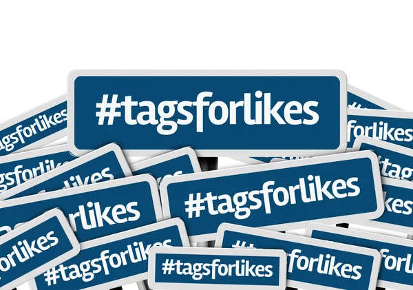 Hashtag: Tags für Likes auf mehreren Verkehrsschildern — Stockfoto