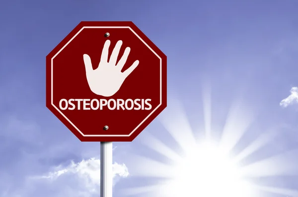 Stop Osteoporosis (ossos porosos) sinal vermelho — Fotografia de Stock