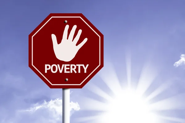 Detener la pobreza signo rojo — Foto de Stock