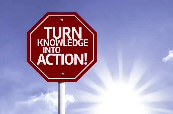 Transformer les connaissances en action signe rouge — Photo