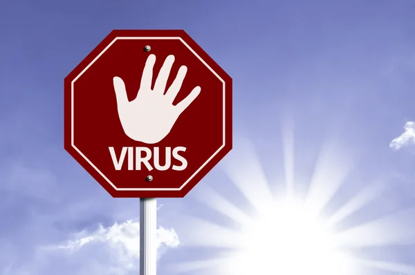 阻止病毒红色标志 — 图库照片