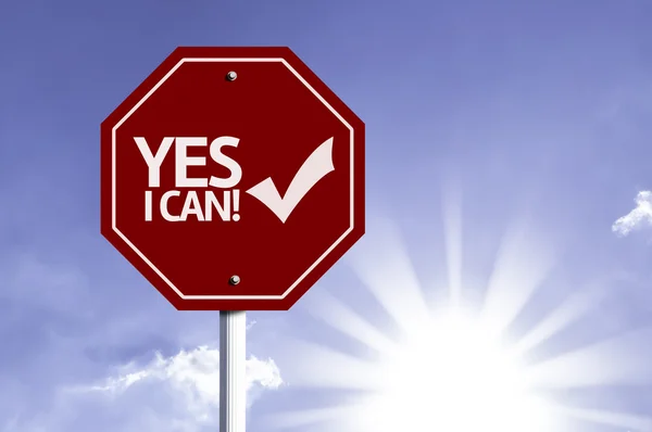 Yes I can with Checkmark Icon sign — Stock Photo, Image