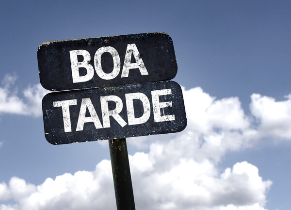 Boa tarde (em português) sinal — Fotografia de Stock