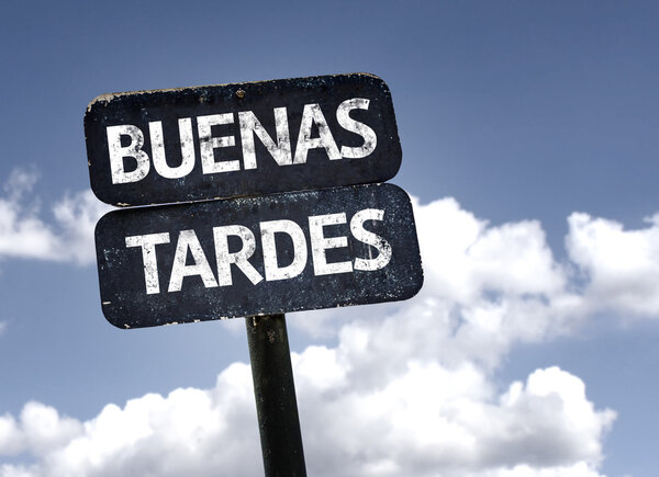 Boa tarde (em espanhol) sinal — Fotografia de Stock