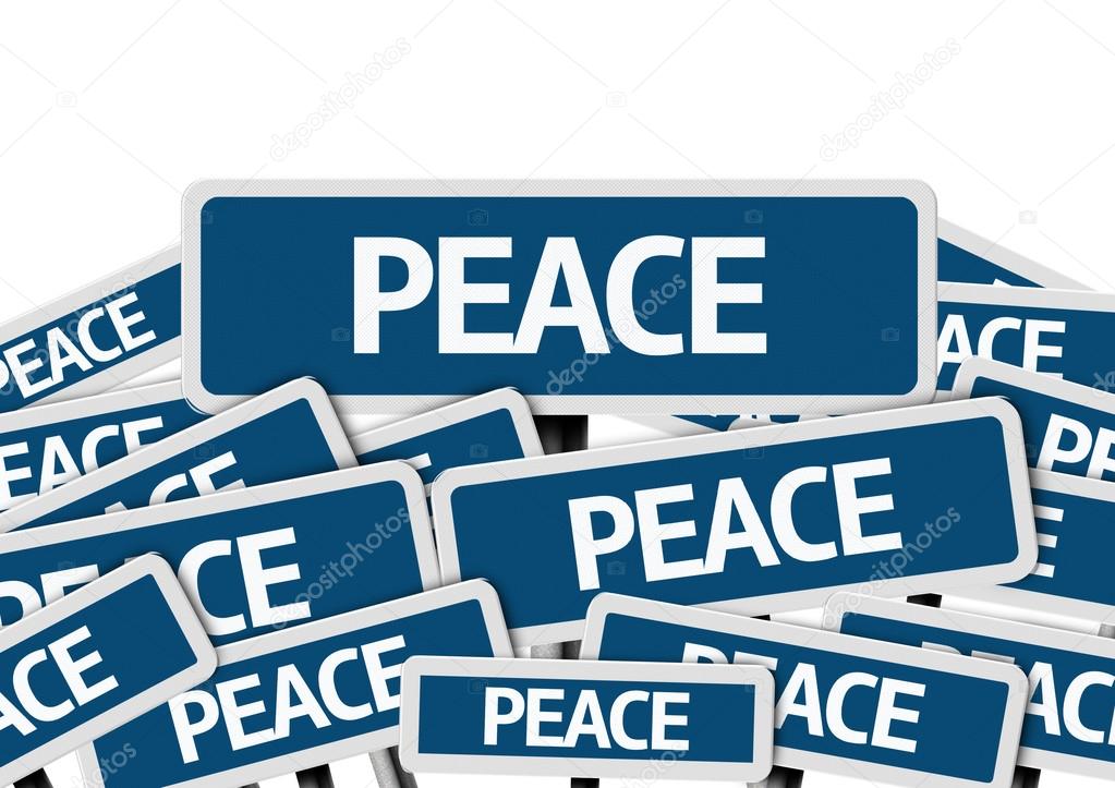 Peace written on multiple road sign