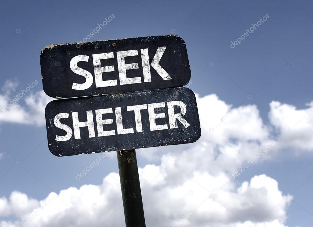 Seek Shelter sign